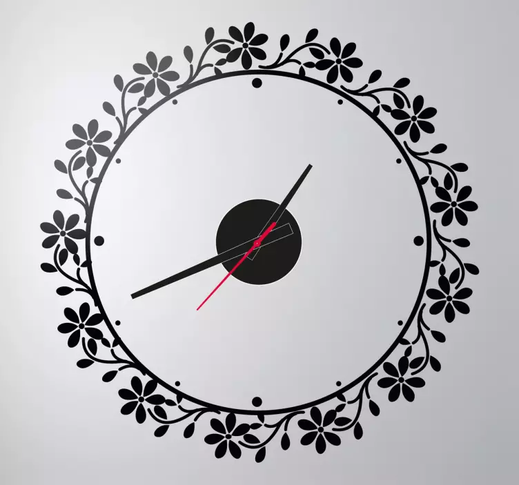 Sticker orologio cornice cerchio fiori - TenStickers