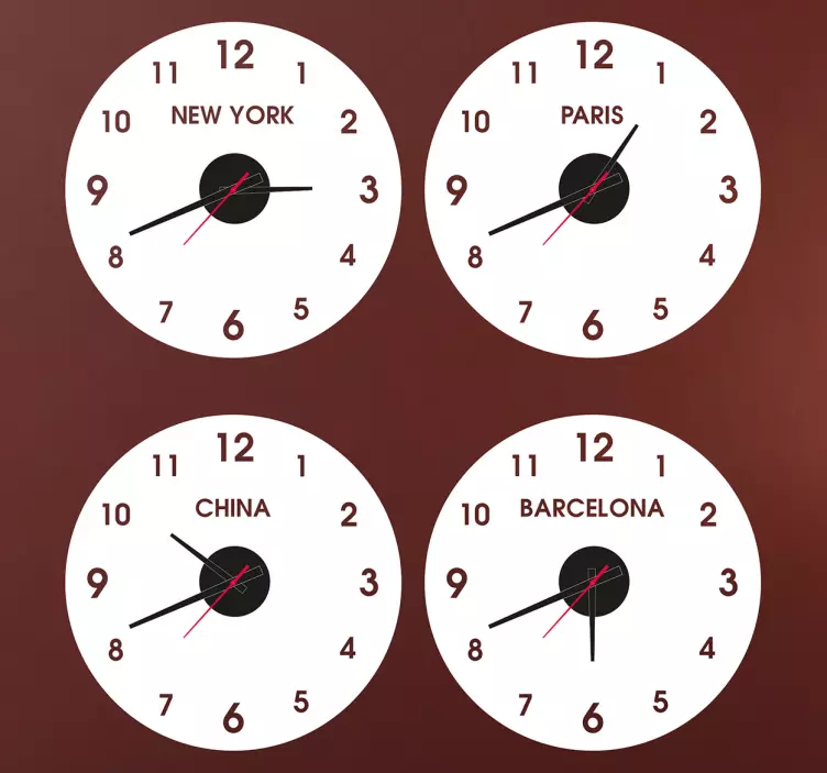 Sticker orologio vari paesi - TenStickers