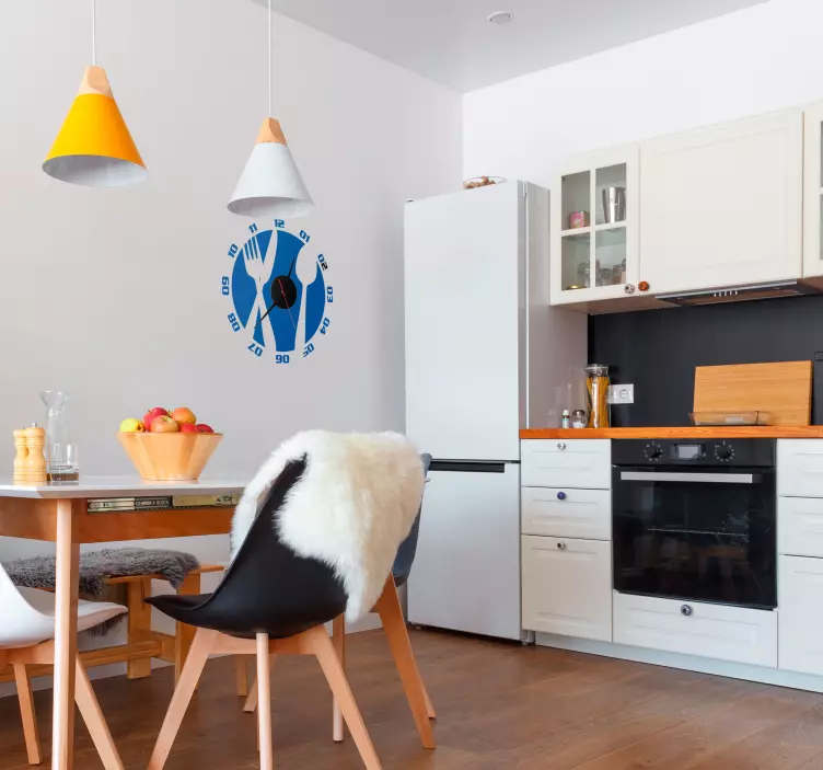 Sticker orologio posate cucina - TenStickers