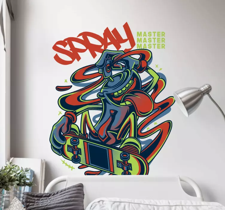 Adesivo murale personaggio graffiti skateboard - TenStickers