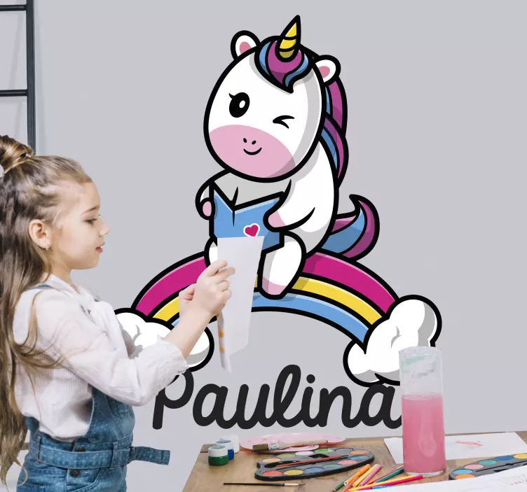 Adesivo personalizzato Unicorno magico con nome - TenStickers