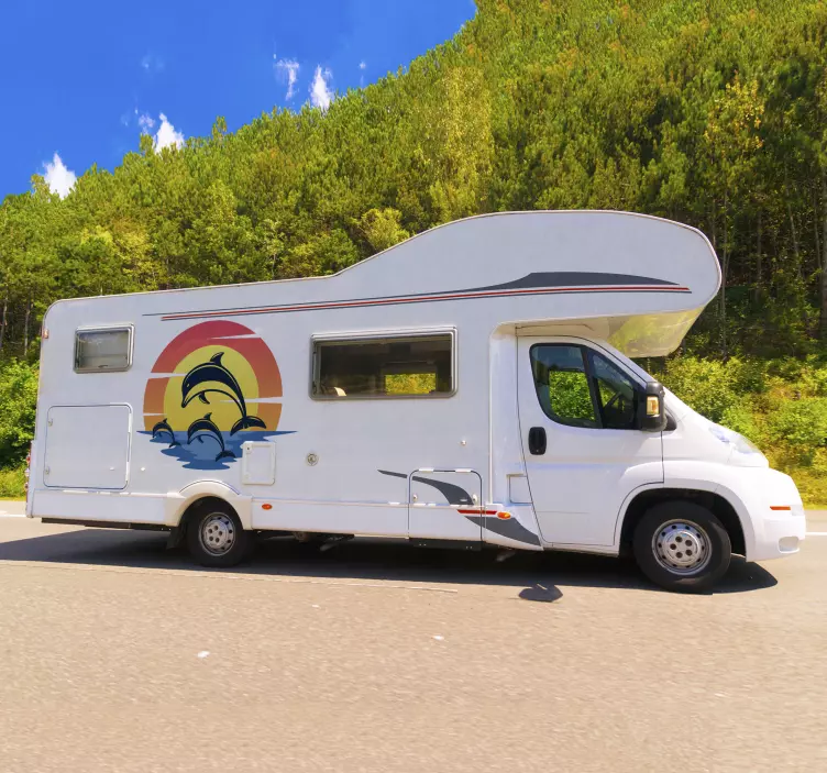 Adesivo camper delfini al tramonto - TenStickers
