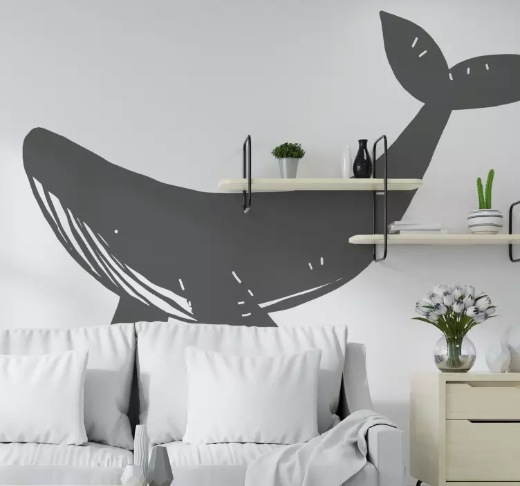 Adesivo pesce Uni color whale sailor - TenStickers