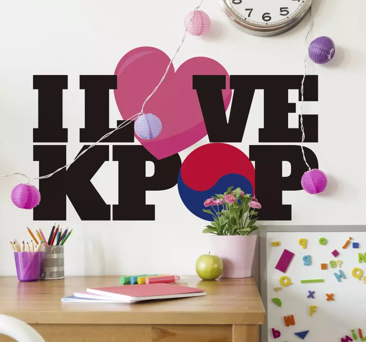 Sticker musicale con scritta I love Kpop - TenStickers
