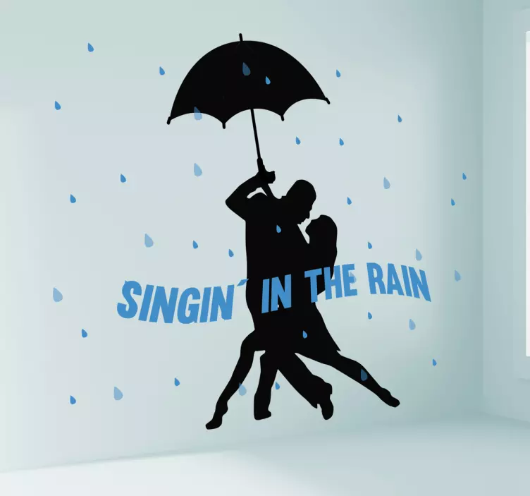 Sticker Silhouette Coppia Singing in the rain - TenStickers