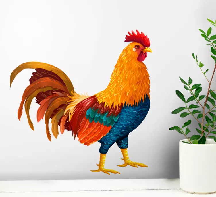 Adesivo murale con gallo stile realistico - TenStickers