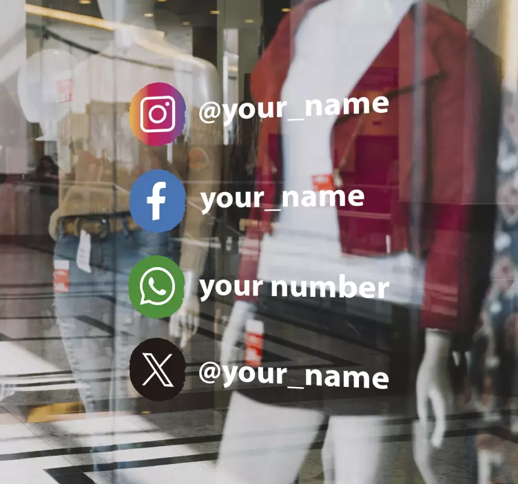 Adesivo per vetrina social media personalizzati - TenStickers