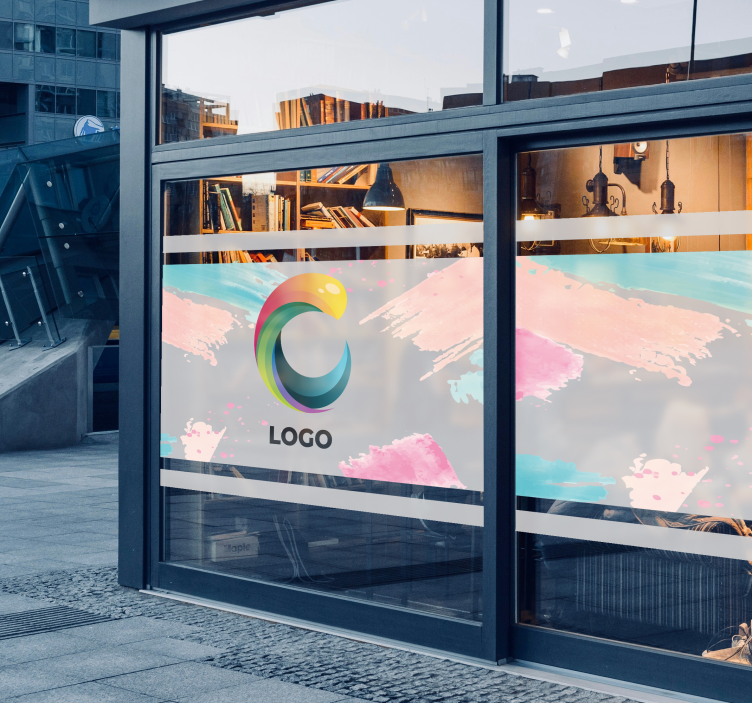 Adesivo per vetrina traslucido logo personalizzato - TenStickers