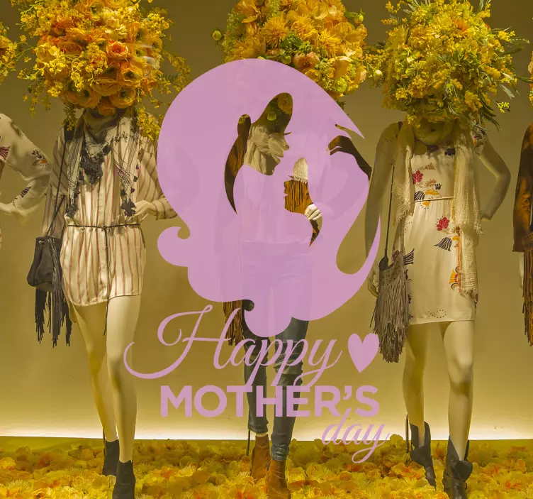 Vetrofania Happy mother's day Silhouette - TenStickers