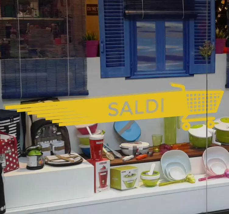 Vetrofania saldi carrello - TenStickers