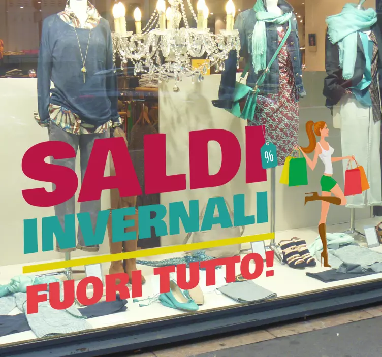 Vetrofanie saldi invernali fuori tutto - TenStickers