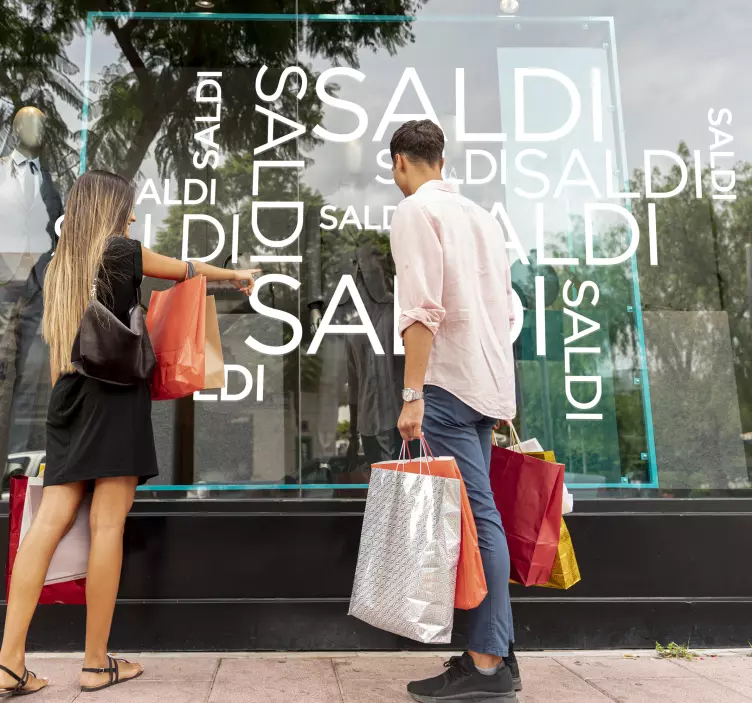 Vetrofanie saldi nuvola di parole Saldi - TenStickers