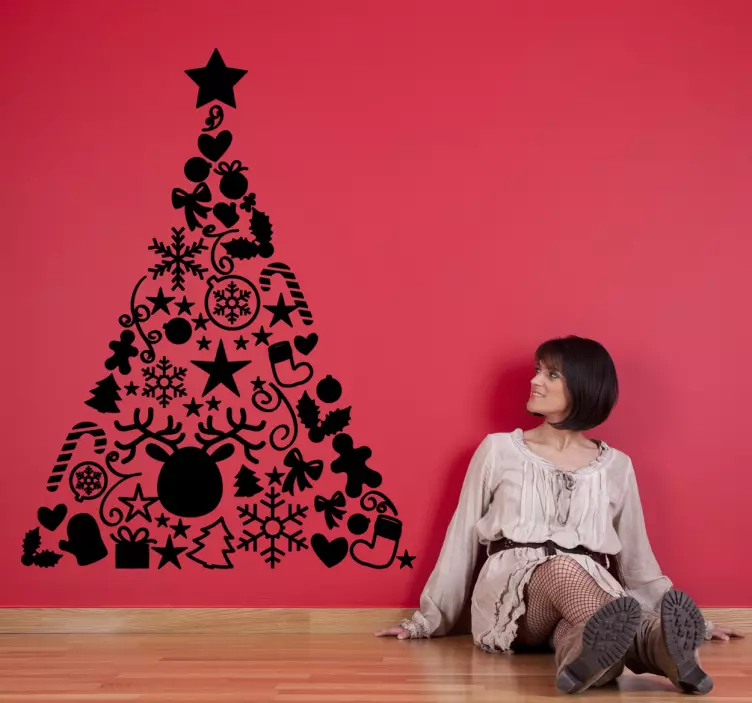 Adesivo murale albero di Natale piramide - TenStickers