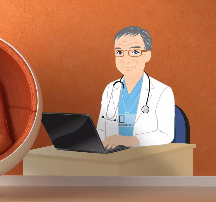 Adesivo murale dottore al computer - TenStickers