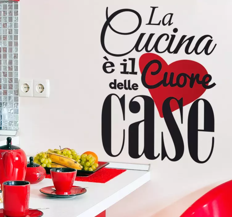 Adesivo murale La cucina è il Cuore - TenStickers
