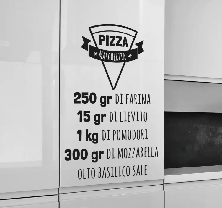 Adesivo murale ricetta Pizza Margherita - TenStickers