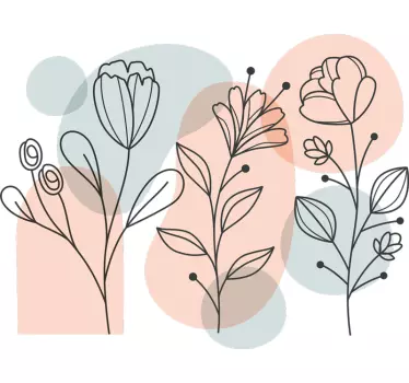 Adesivo murale camera da letto fiori minimalisti - TenStickers