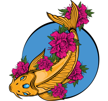 Adesivo per auto koi con fiori - TenStickers