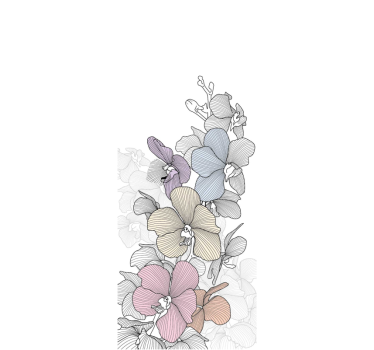 carta adesiva per ante armadio fiori di linea colorata - TenStickers