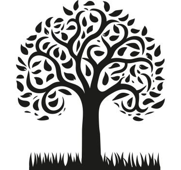 carta adesiva per ante armadio albero con erba - TenStickers