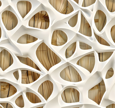 Carta adesiva per mobili astratto 3d con legno - TenStickers