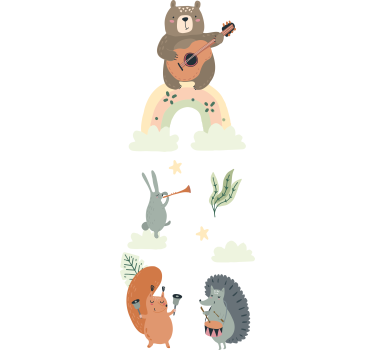 Carta adesiva per mobili gruppo musicale animali - TenStickers