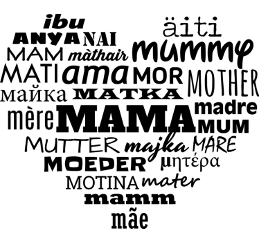 Adesivo per vetrine nuvola di parole della madre a forma di cuore - TenStickers