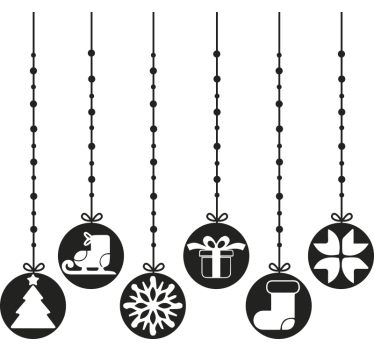 Adesivo per vetrine palline di natale con simboli - TenStickers