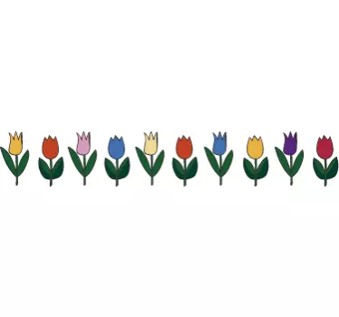 Adesivo murale orlo tulipani - TenStickers