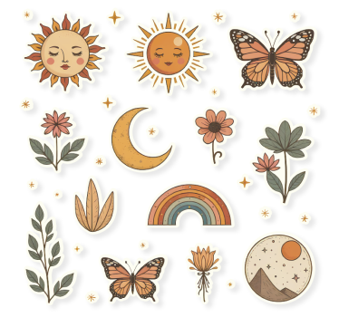 Adesivo per laptop set di adesivi con fiori e sole - TenStickers