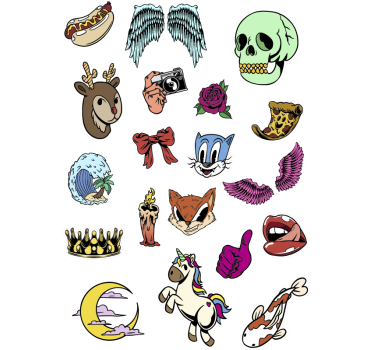 Adesivo per laptop set di disegni casuali - TenStickers