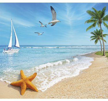 Carta adesiva per mobili scena di spiaggia paradisiaca - TenStickers