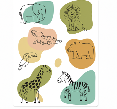 Carta adesiva per mobili bambini animali della savana - TenStickers