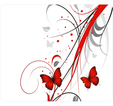 Adesivo per laptop farfalle floreali rosse - TenStickers
