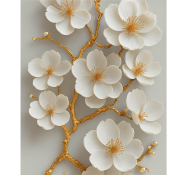 Carta adesiva per mobili fiori di ciliegio dorati - TenStickers