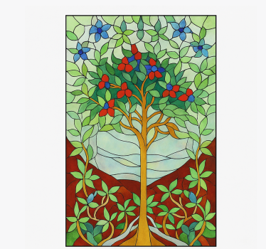 Adesivo per box doccia vetrate colorate ad albero - TenStickers