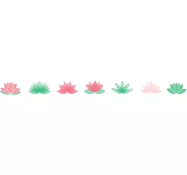 Greca adesiva con fiori di loto - TenStickers