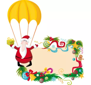 Vetrofania Natale Babbo con paracadute - TenStickers