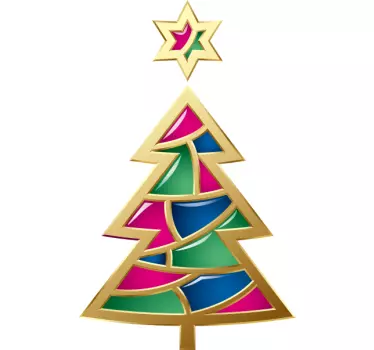 Vetrofania Natale albero di Natale dorato - TenStickers