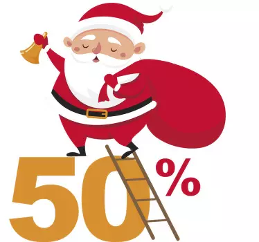 Vetrofania Natale Babbo Natale con cartello - TenStickers
