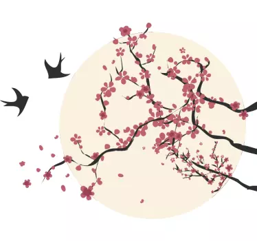 Adesivo murale camera da letto di fiori e uccelli - TenStickers