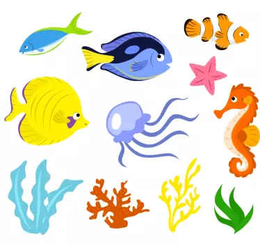 Adesivo murale con animali marini - TenStickers