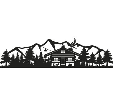 Adesivo per auto silhouette di cabin in montagna - TenStickers