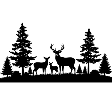 Adesivo per camper famiglia di cervi nel bosco - TenStickers