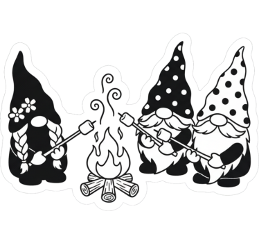 Adesivo per camper gnomi felici attorno al fuoco - TenStickers
