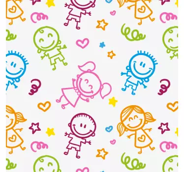 Pellicola adesiva per mobile bambini stilizzati - TenStickers