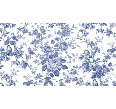 Carta adesiva per mobili uccelli canori fioriti blu - TenStickers