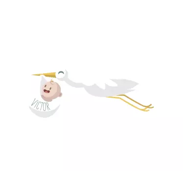 Adesivo con cicogna e nome personalizzabile - TenStickers