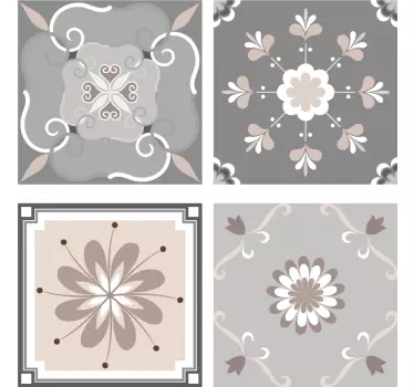 Piastrelle adesivo bagno fiori astratti - TenStickers
