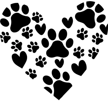 Disegno per pareti cuore zampe - TenStickers